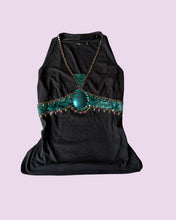 Load image into Gallery viewer, teal and black velvet top *size S/M