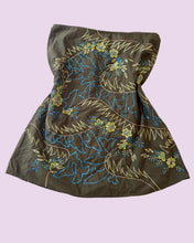 Load image into Gallery viewer, Brown skirt blue green floral sequin / beaded details *size 10*