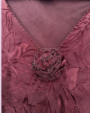 Load image into Gallery viewer, cabernet beaded floral formal maxi dress *size 12*