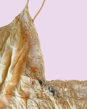 Load image into Gallery viewer, cream asymmetric beaded strappy silk dress size 10