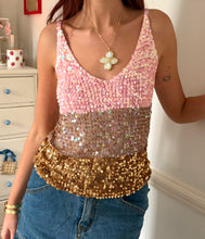 Load image into Gallery viewer, sequin pink beige cami