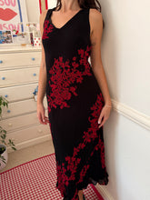 Load image into Gallery viewer, black sequin floral maxi dress *size 10/12*