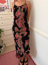 Load image into Gallery viewer, strappy sequin flora black maxi dress *size 10*