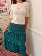 Load image into Gallery viewer, Teal boho sequin skirt *size 8/10*