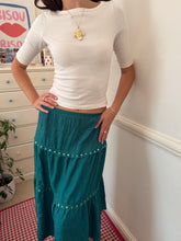 Load image into Gallery viewer, Teal boho sequin skirt *size 8/10*