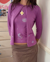 Load image into Gallery viewer, lilac sequin halter neck top and cardigan set *size small*