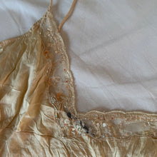 Load image into Gallery viewer, cream asymmetric beaded strappy silk dress size 10
