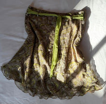 Load image into Gallery viewer, beige green floaty fairy skirt with green tie