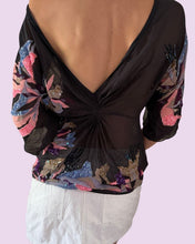 Load image into Gallery viewer, black sequin open back mesh tunic top *size S*
