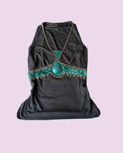 Load image into Gallery viewer, teal and black velvet top *size S/M
