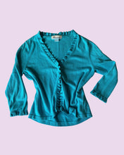 Load image into Gallery viewer, Aqua ruffle cardigan *size M*
