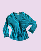Load image into Gallery viewer, Aqua ruffle cardigan *size M*
