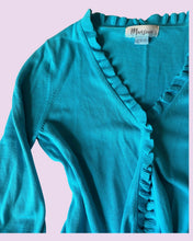 Load image into Gallery viewer, Aqua ruffle cardigan *size M*
