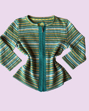 Load image into Gallery viewer, Teal Lime knitted zip up jumper *size M*
