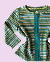 Load image into Gallery viewer, Teal Lime knitted zip up jumper *size M*
