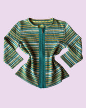Load image into Gallery viewer, Teal Lime knitted zip up jumper *size M*
