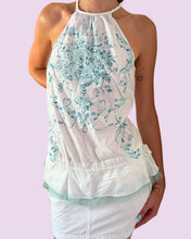 Load image into Gallery viewer, white and blue beaded tunic *size M*
