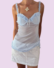 Load image into Gallery viewer, babydoll blue ruffled mesh bow top *Size M*
