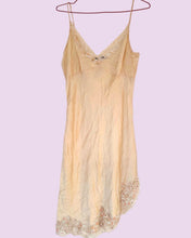 Load image into Gallery viewer, cream asymmetric beaded strappy silk dress size 10
