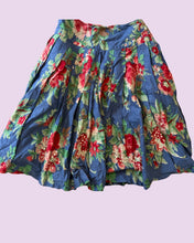 Load image into Gallery viewer, Blue drop hem pleated sequin floral drop hem waist skirt *size small*
