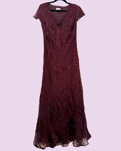 Load image into Gallery viewer, cabernet beaded floral formal maxi dress *size 12*
