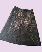 Load image into Gallery viewer, black pink beaded sequin a-line skirt *size 14*

