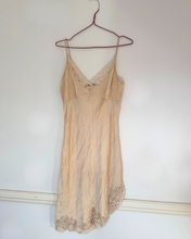 Load image into Gallery viewer, cream asymmetric beaded strappy silk dress size 10
