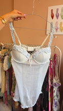 Load image into Gallery viewer, babydoll blue ruffled mesh bow top *Size M*
