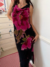 Load image into Gallery viewer, black floral beaded cowl neck *size 10*
