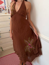 Load image into Gallery viewer, brown halter embroidered dress *size 10*
