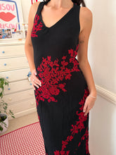 Load image into Gallery viewer, black sequin floral maxi dress *size 10/12*
