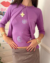 Load image into Gallery viewer, lilac sequin halter neck top and cardigan set *size small*
