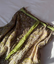 Load image into Gallery viewer, beige green floaty fairy skirt with green tie
