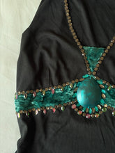 Load image into Gallery viewer, teal and black velvet top *size S/M
