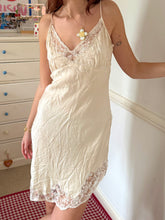 Load image into Gallery viewer, cream asymmetric beaded strappy silk dress size 10
