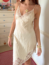 Load image into Gallery viewer, cream asymmetric beaded strappy silk dress size 10
