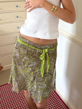 Load image into Gallery viewer, beige green floaty fairy skirt with green tie
