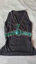 Load and play video in Gallery viewer, teal and black velvet top *size S/M
