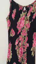 Load and play video in Gallery viewer, strappy sequin flora black maxi dress *size 10*
