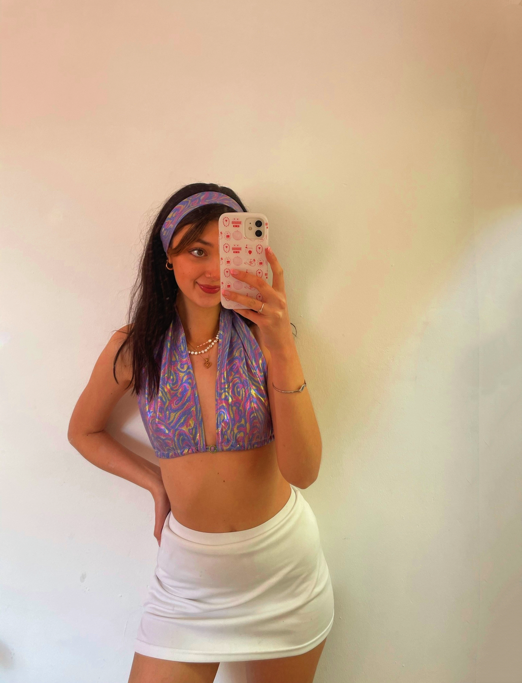 Holographic 8 way to wear top and headband set