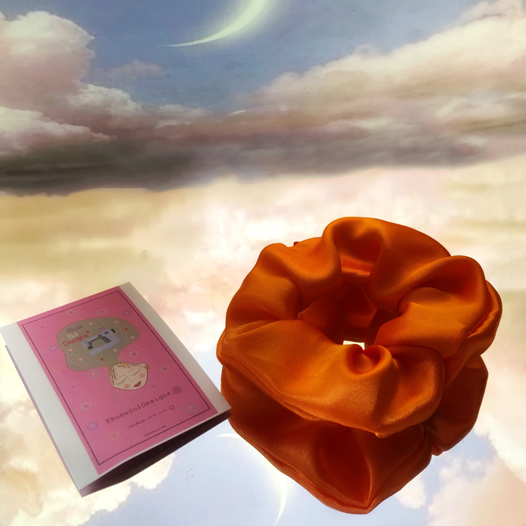 Orange satin zip scrunchie