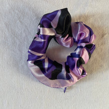 Load image into Gallery viewer, Purple silk zebra zip scrunchie
