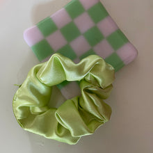 Load image into Gallery viewer, Green satin scrunchie
