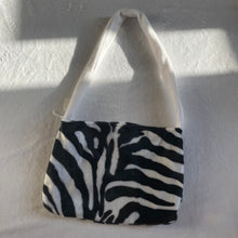 Load image into Gallery viewer, Fluffy zebra bag with white strap

